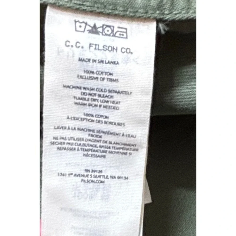 Filson Mens Mens Field Jac-Shirt Size Large Fatigue Green Washed Cotton Utility